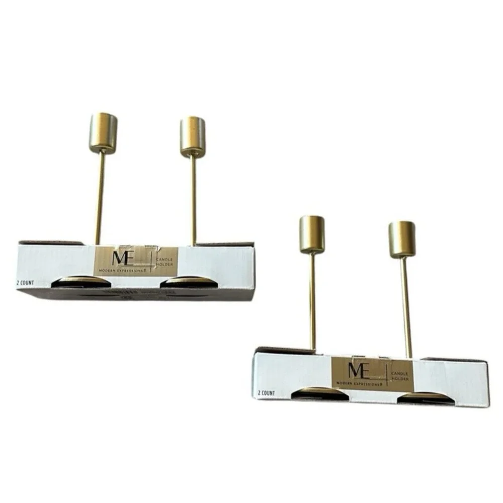 NEW Bundle Modern Expressions Gold Tone Candle Holders Candlesticks 4 Total